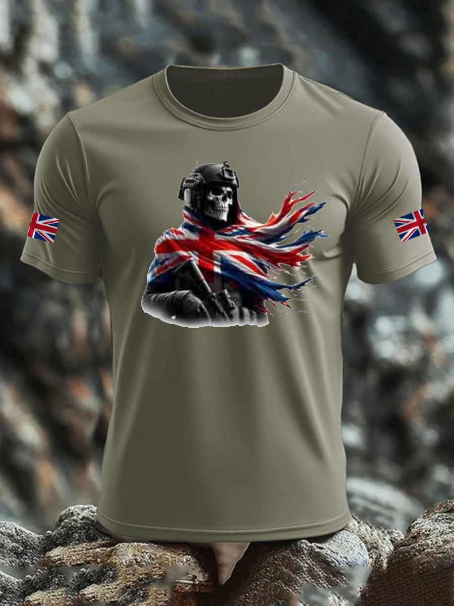 Men's British Veteran imitation cotton short-sleeved T-shirt trupatriotic
