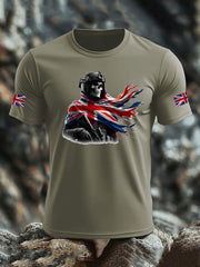 Men's British Veteran imitation cotton short-sleeved T-shirt trupatriotic