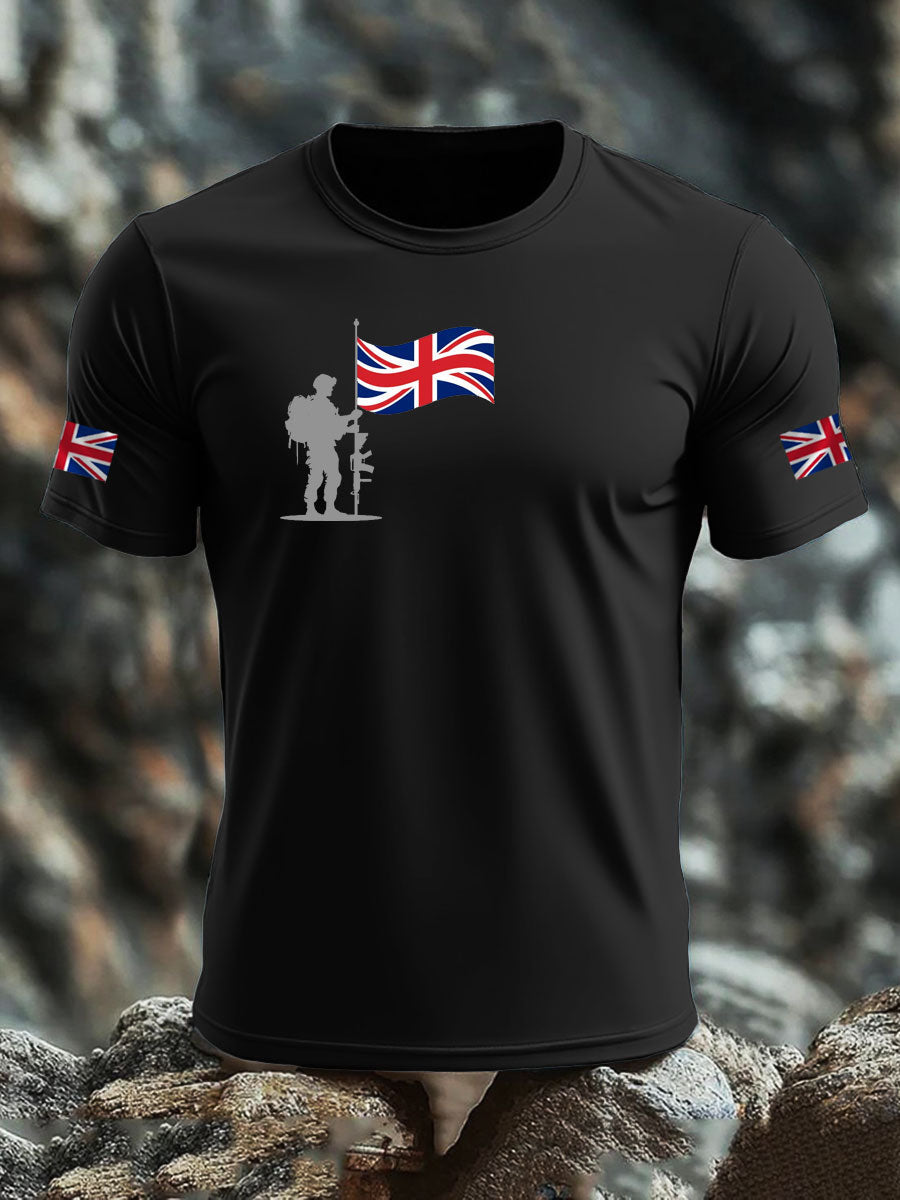 Men's British Veteran imitation cotton short-sleeved T-shirt trupatriotic