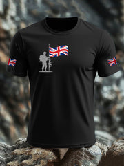 Men's British Veteran imitation cotton short-sleeved T-shirt trupatriotic