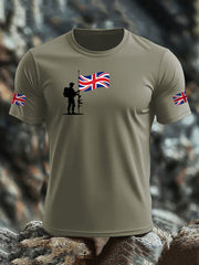 Men's British Veteran imitation cotton short-sleeved T-shirt trupatriotic