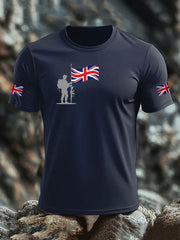 Men's British Veteran imitation cotton short-sleeved T-shirt trupatriotic