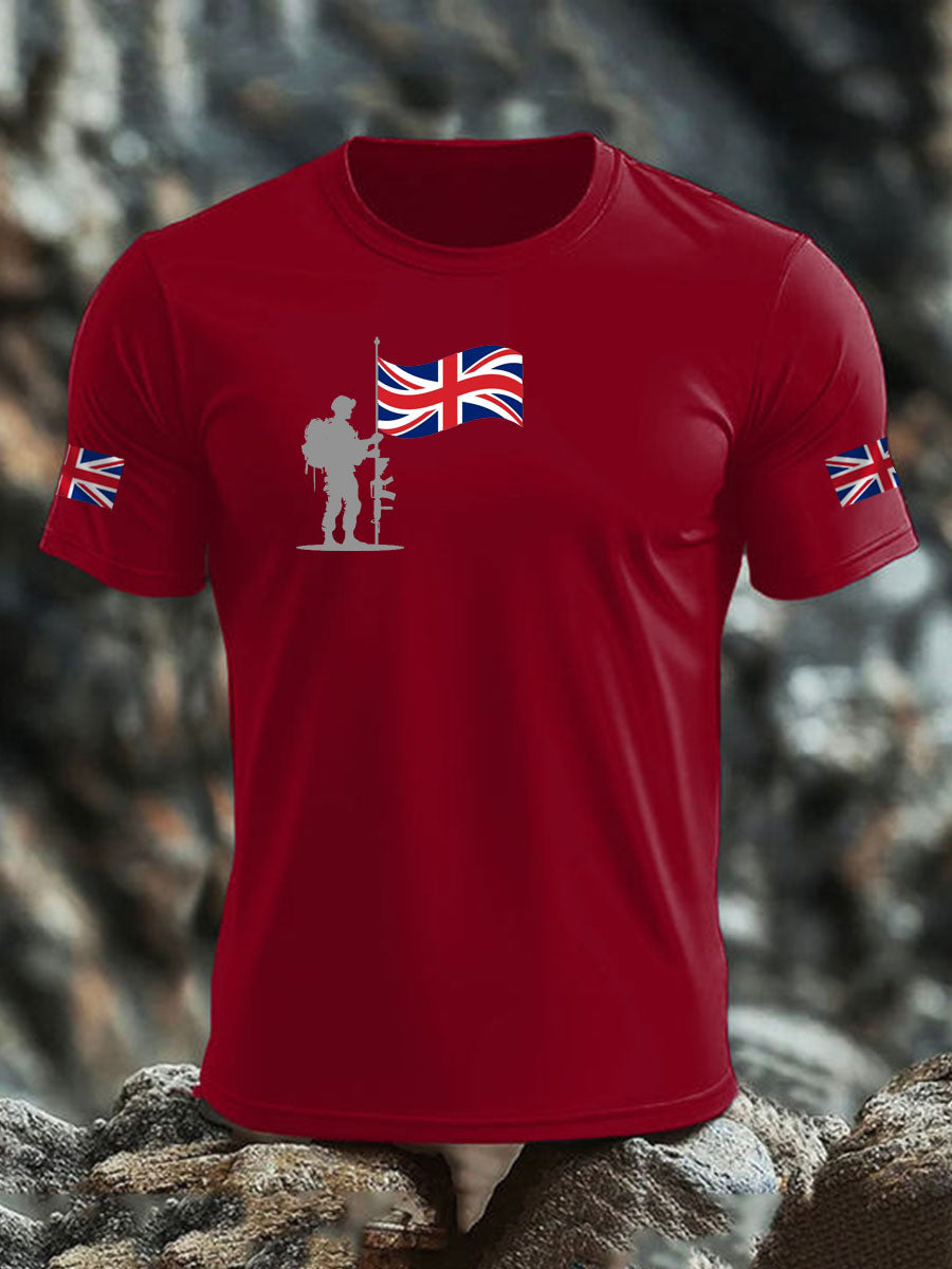 Men's British Veteran imitation cotton short-sleeved T-shirt trupatriotic