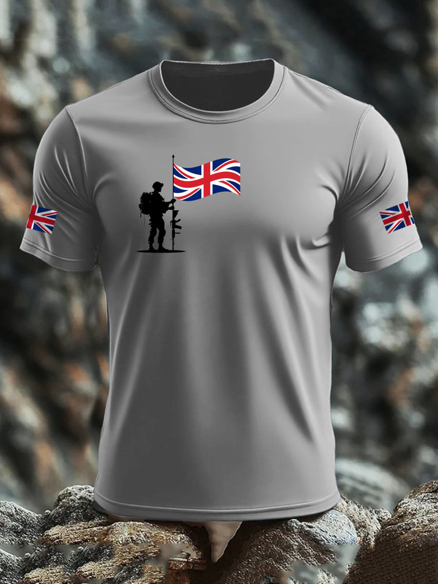 Men's British Veteran imitation cotton short-sleeved T-shirt trupatriotic