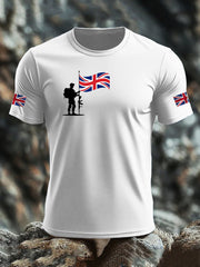 Men's British Veteran imitation cotton short-sleeved T-shirt trupatriotic
