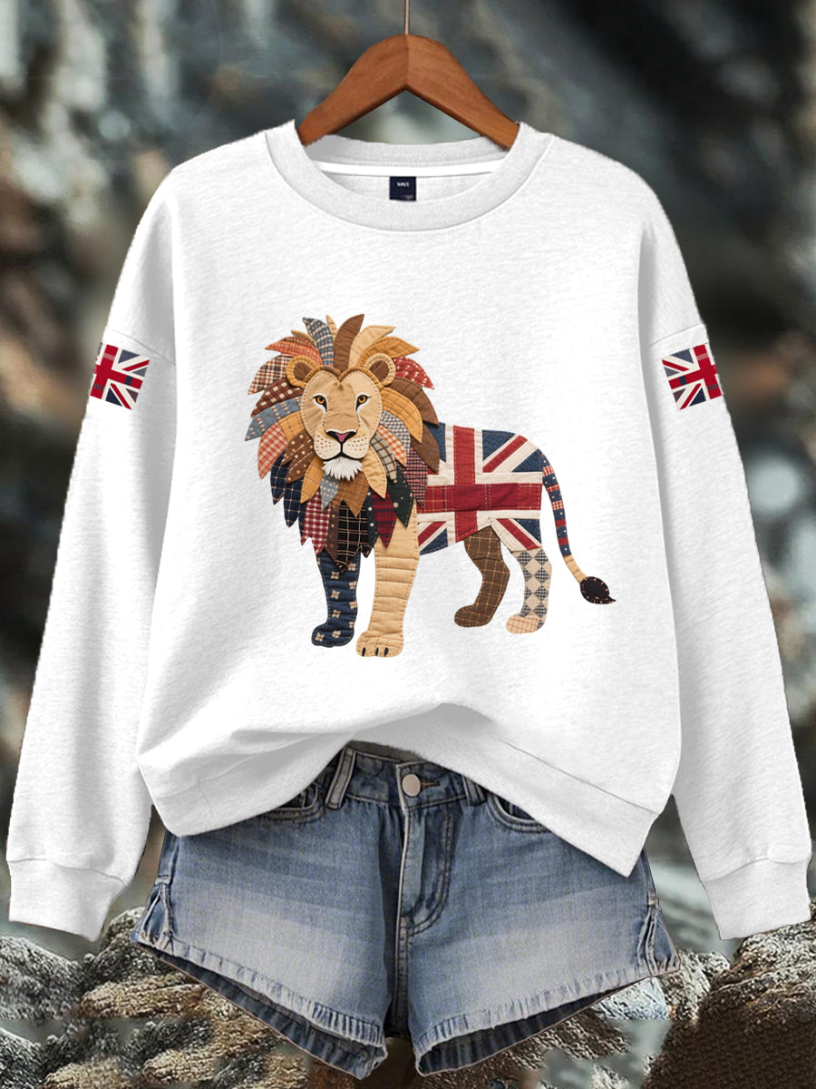 Women's British imitation diamond hot-drilling Print Sweatshirt trupatriotic