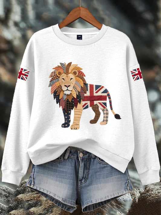 Women's British imitation diamond hot-drilling Print Sweatshirt trupatriotic