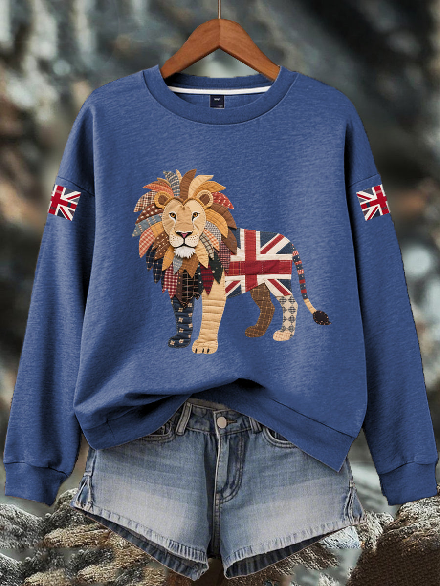 Women's British imitation diamond hot-drilling Print Sweatshirt trupatriotic