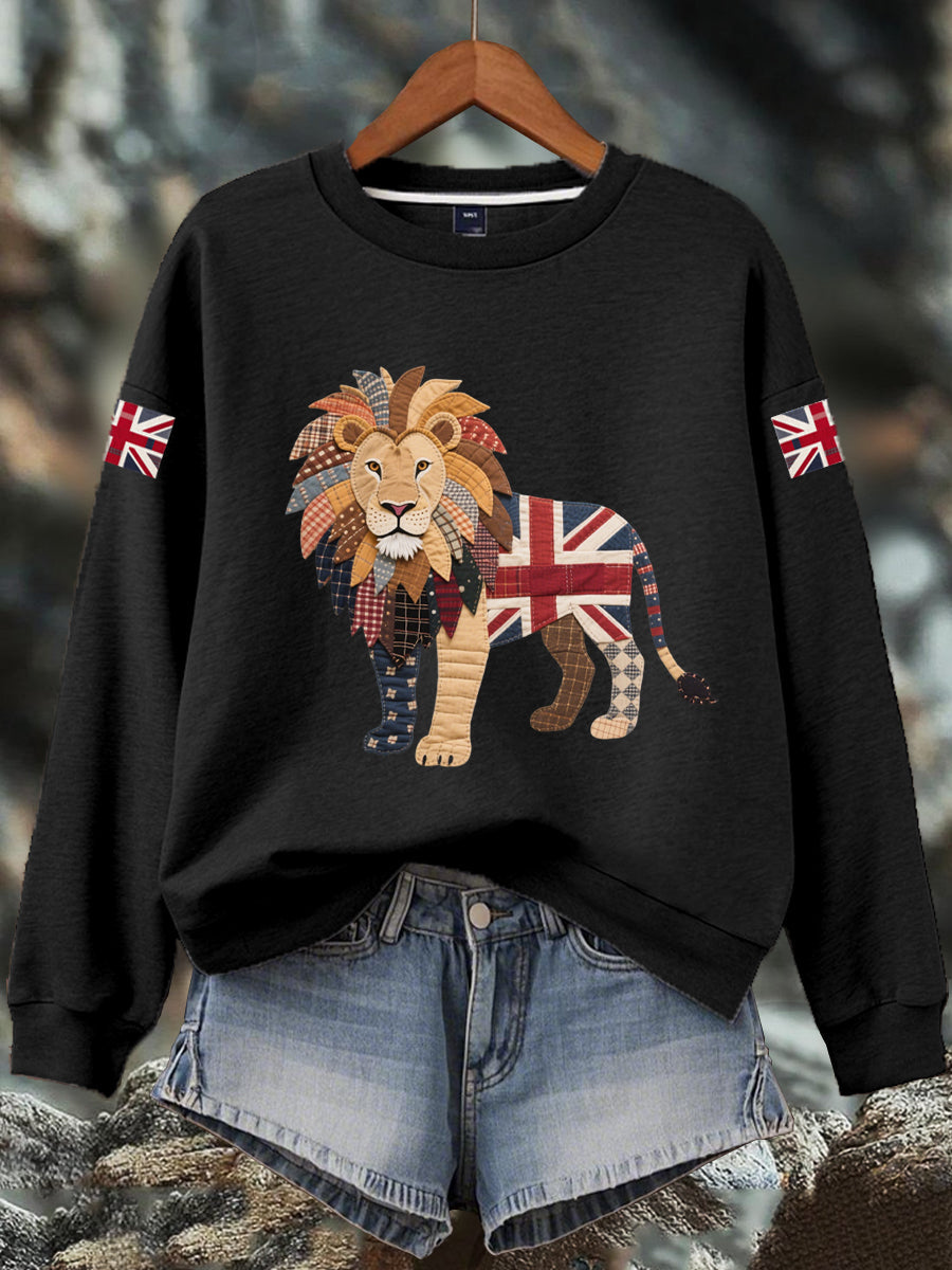 Women's British imitation diamond hot-drilling Print Sweatshirt trupatriotic