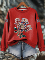 Women's British imitation diamond hot-drilling Print Sweatshirt trupatriotic