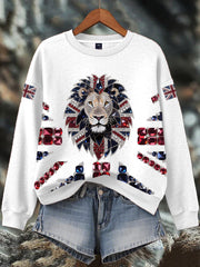 Women's British imitation diamond hot-drilling Print Sweatshirt trupatriotic