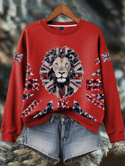 Women's British imitation diamond hot-drilling Print Sweatshirt trupatriotic