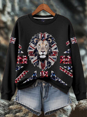 Women's British imitation diamond hot-drilling Print Sweatshirt trupatriotic