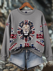 Women's British imitation diamond hot-drilling Print Sweatshirt trupatriotic