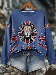 Women's British imitation diamond hot-drilling Print Sweatshirt trupatriotic